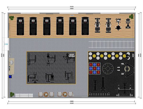 120平方健身房配置方案-广西谈求吧体育健身器材有限公司